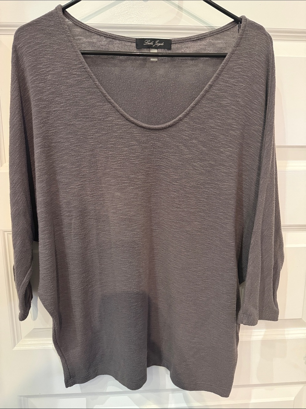 Laila Jayde Gray Scoop Neck Women's Top